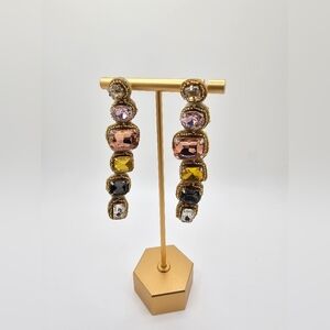 Womens Multicolor Dangle Faux Crystal Earrings Gold Tone Fashion Jewelry Prom